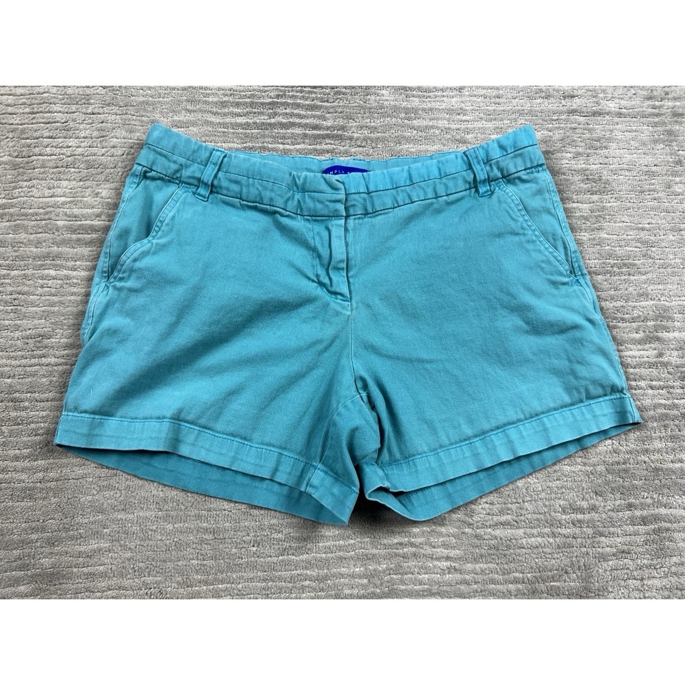Simply Styled Shorts Womens 10‎ Blue Chino Flat Front Cotton Blend